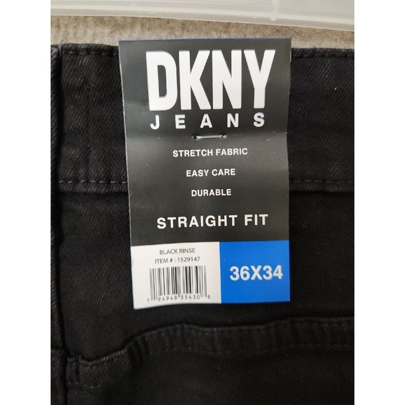 DKNY Duane Jeans Mens 36x34 Black Stretch Straight Fit NEW - Picture 6 of 10